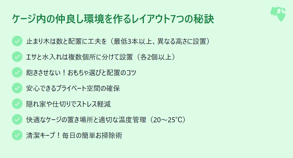 ケージ内の仲良し環境を作るレイアウト
