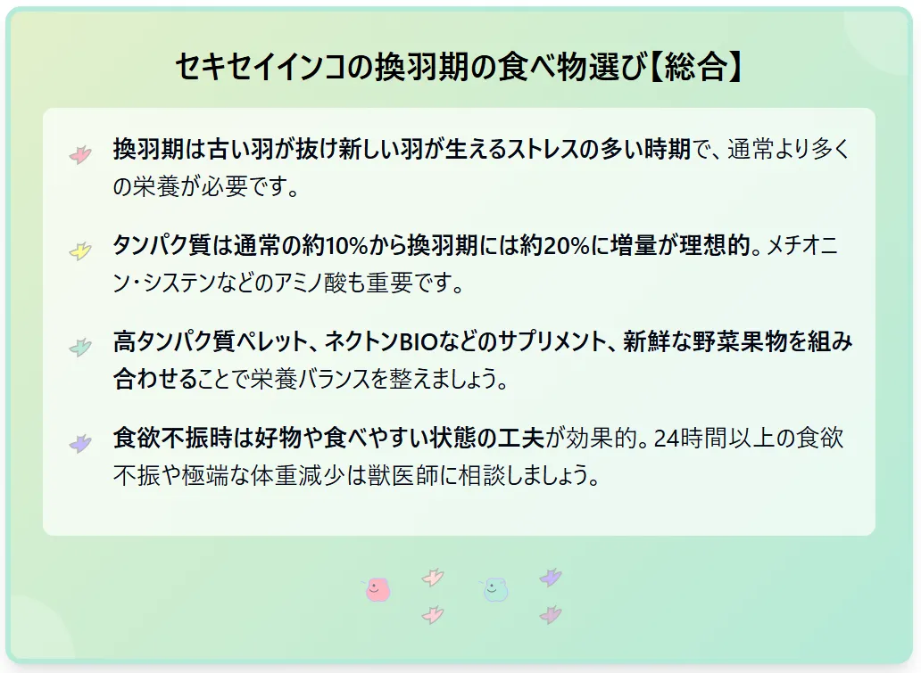 セキセイインコの換羽期の食べ物まとめ