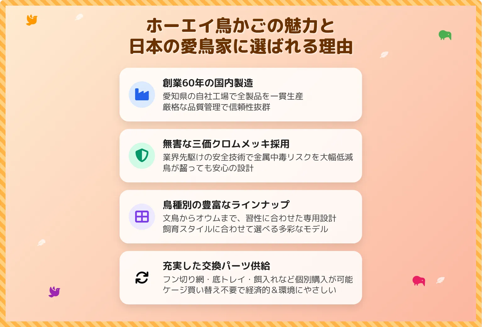 ホーエイ鳥かごが選ばれる理由