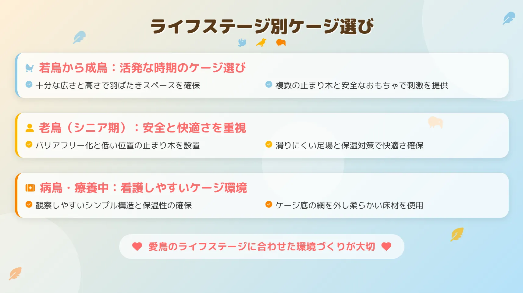 ライフステージ別オカメインコケージ選び