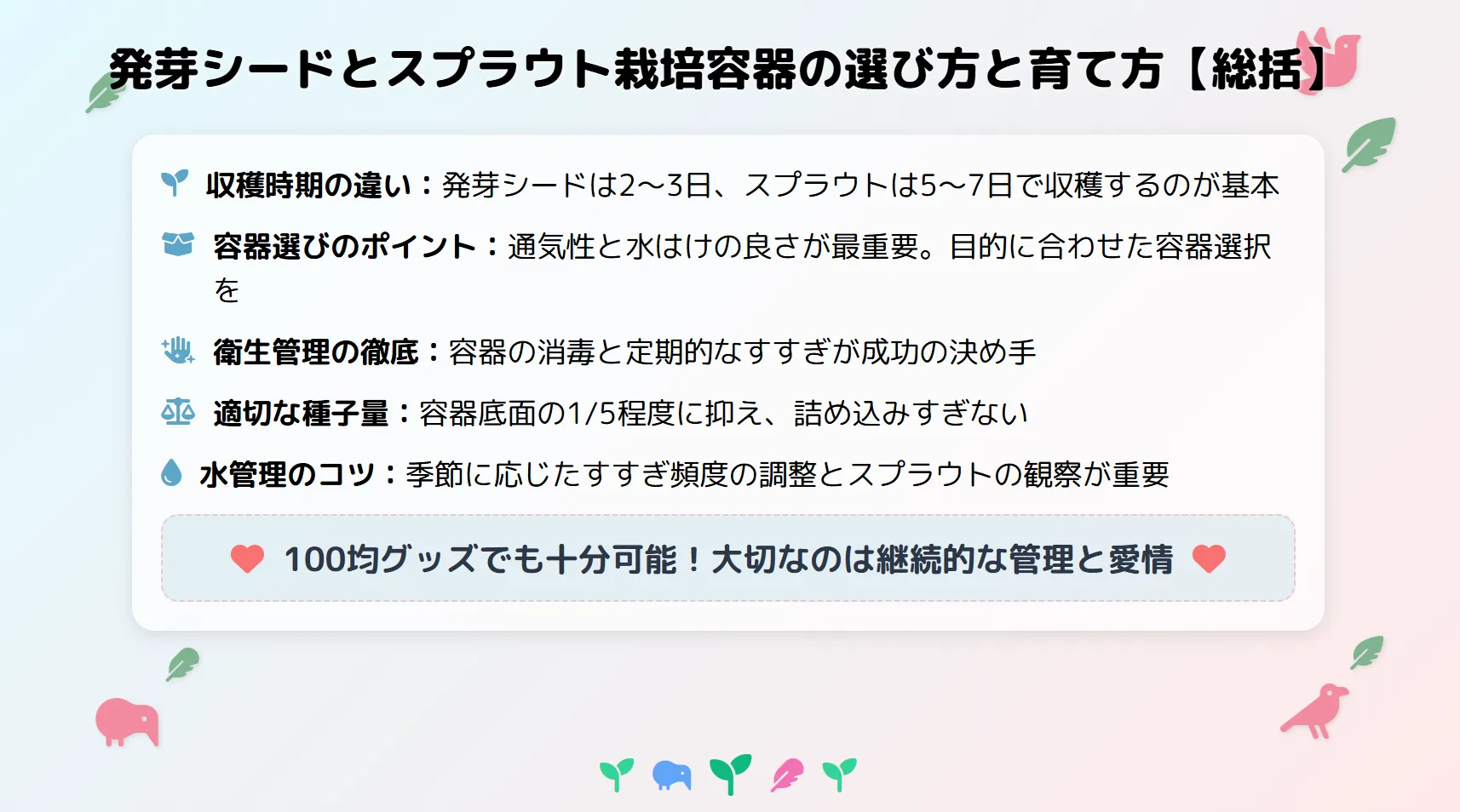 発芽シードとスプラウトの栽培容器と作り方まとめ