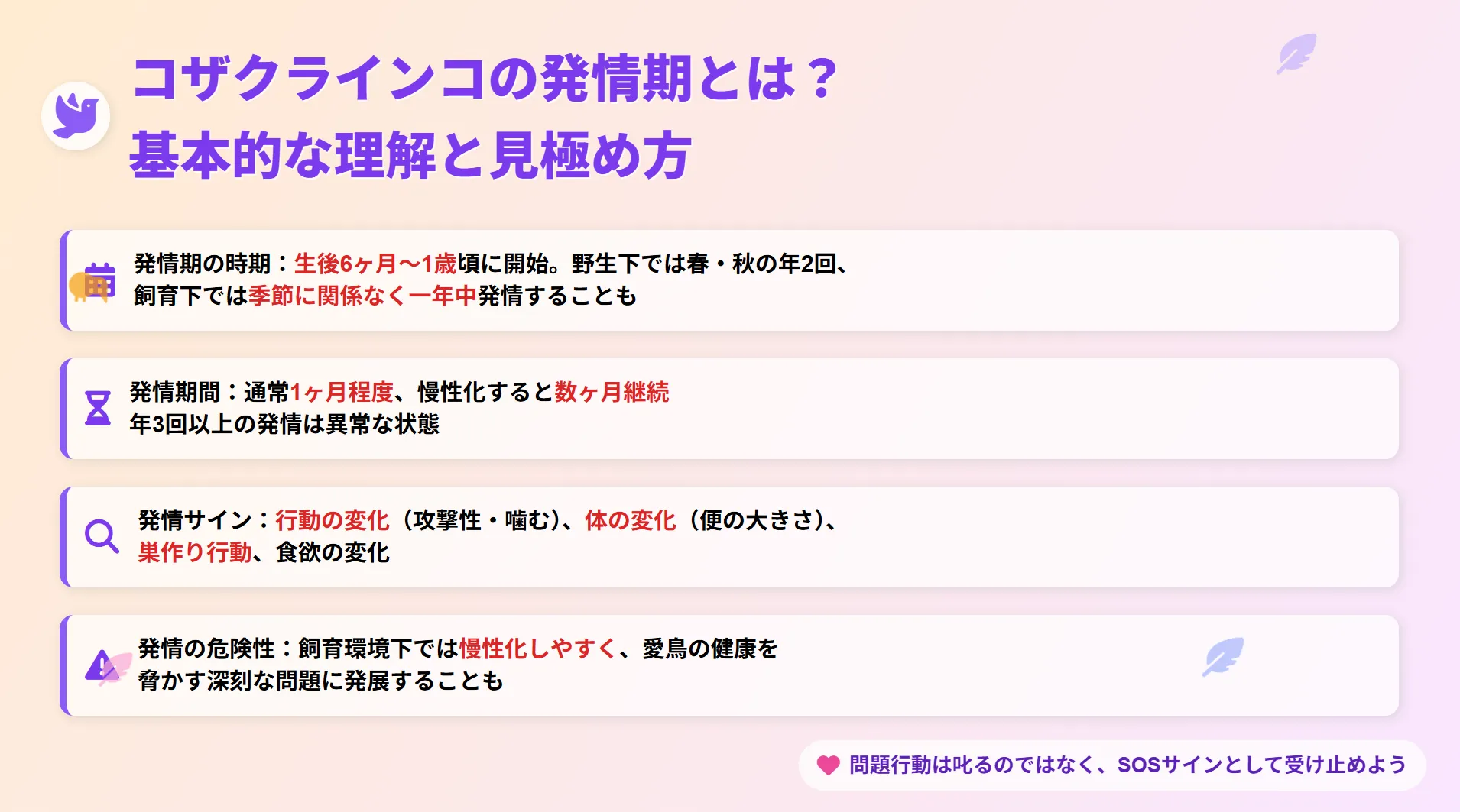 コザクラインコの発情期とは？基本的な理解と見極め方