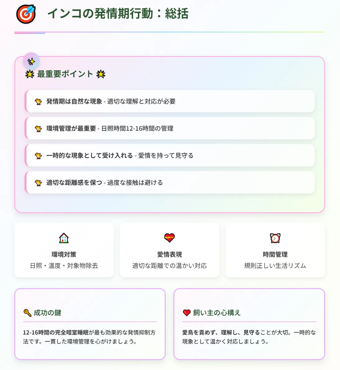 インコの発情期行動まとめ