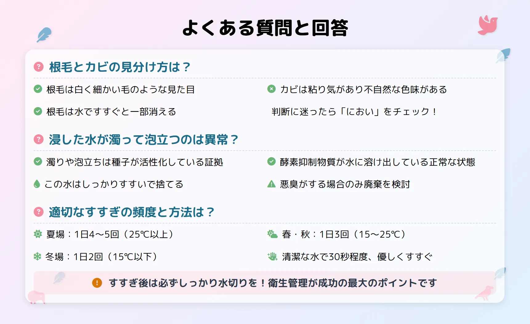 発芽シードとスプラウトによくある質問