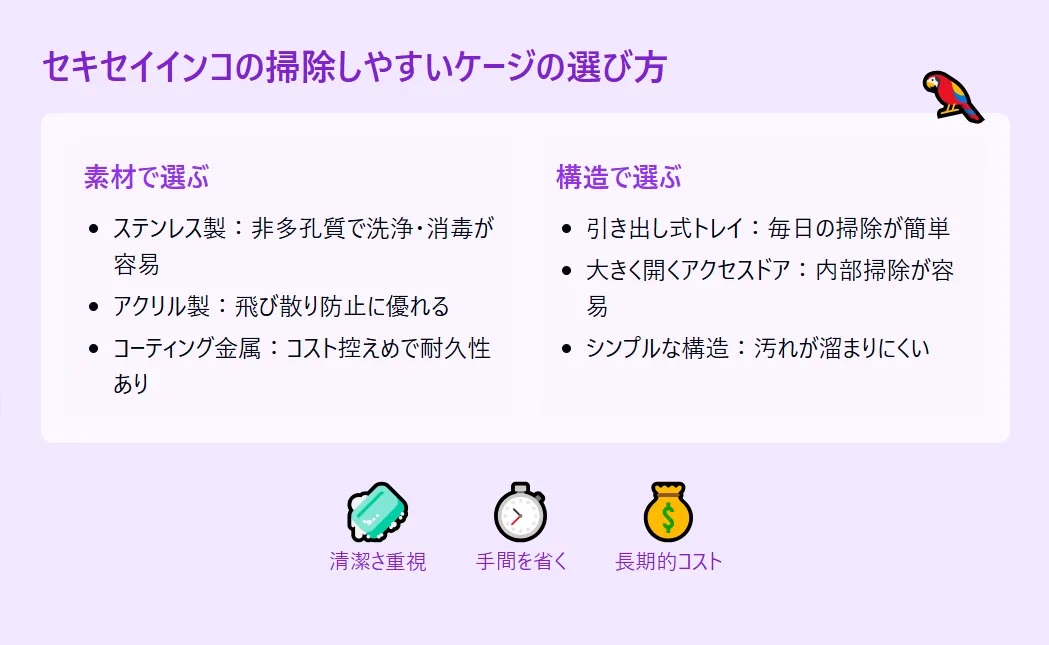 セキセイインコの掃除しやすいケージの選び方