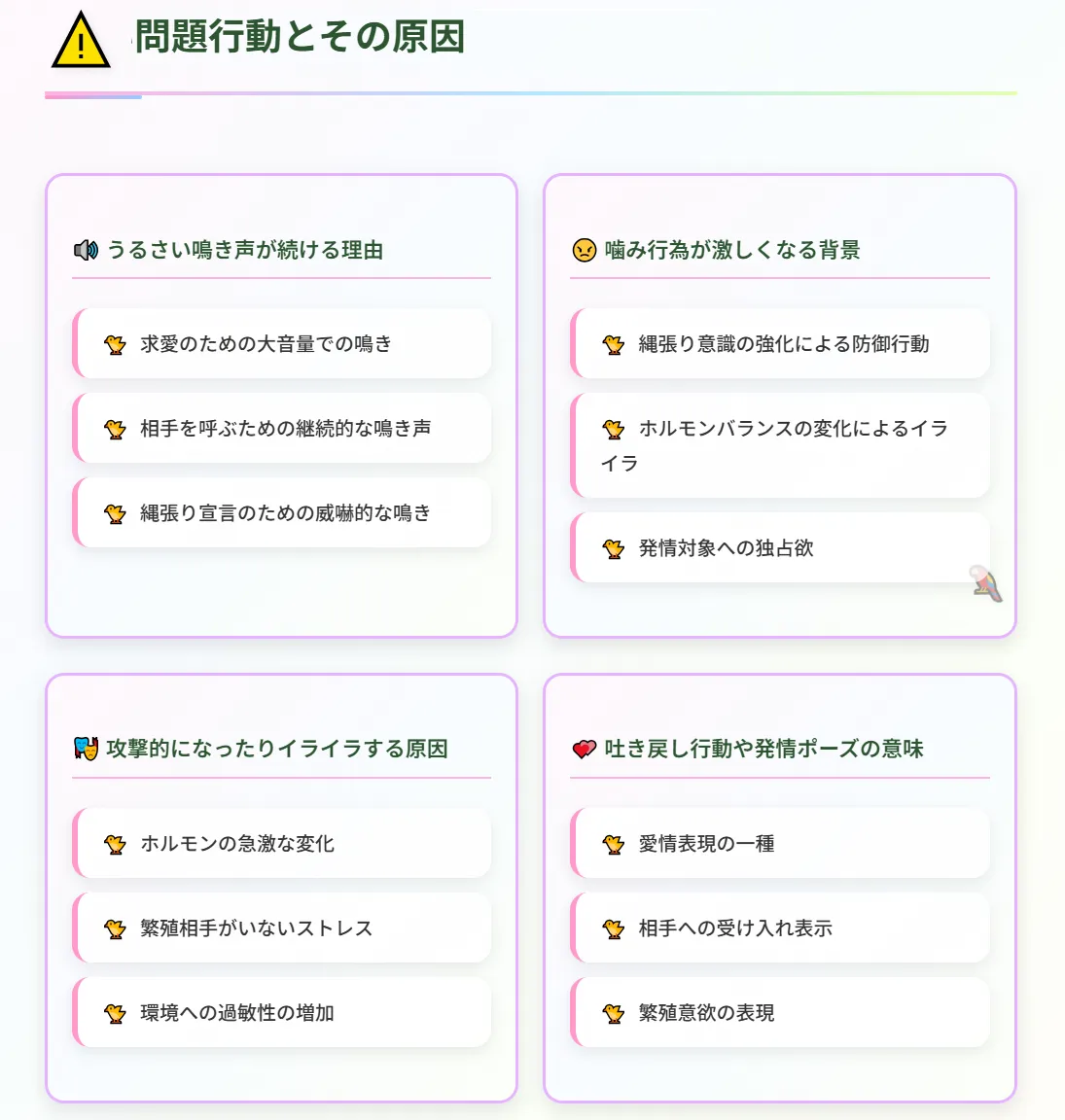 インコの発情期の問題行動と原因