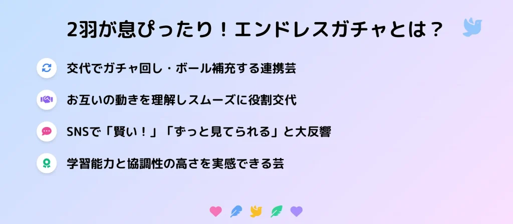 2羽で息ピッタリ！エンドレスガチャとは？