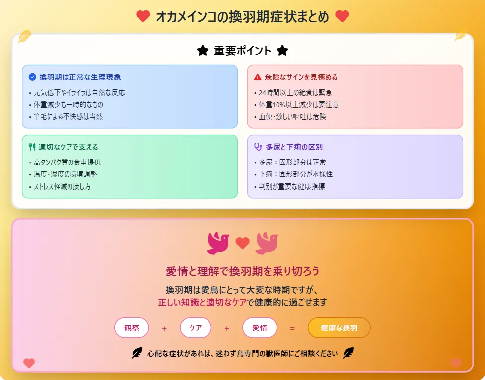 オカメインコの換羽期症状まとめ