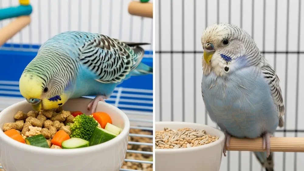 同じセキセイインコでも飼育環境によって健康状態に大きな差がある比較イメージ