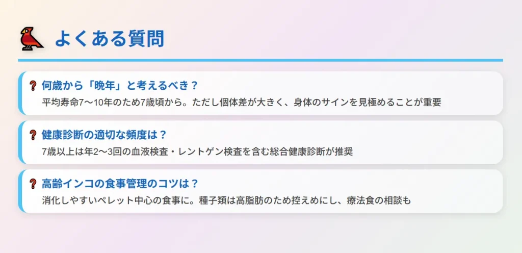 長生きセキセイインコの晩年によくある質問