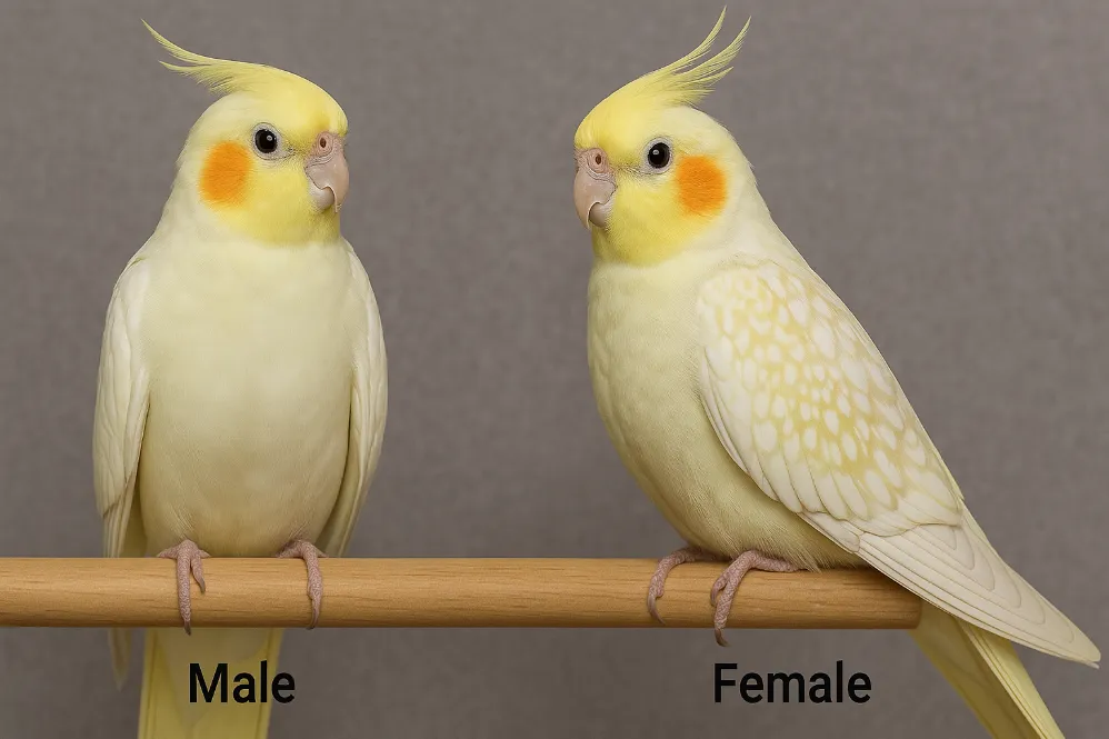 オカメインコ ルチノーパールのオスとメスの性別判定における外見の違い