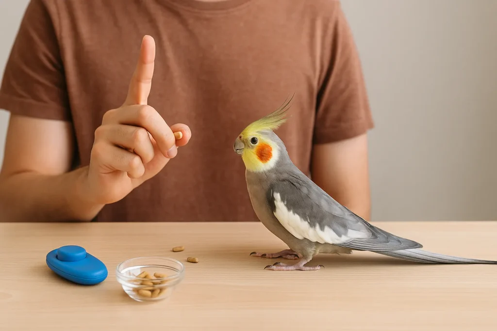 オカメインコのクリッカートレーニング