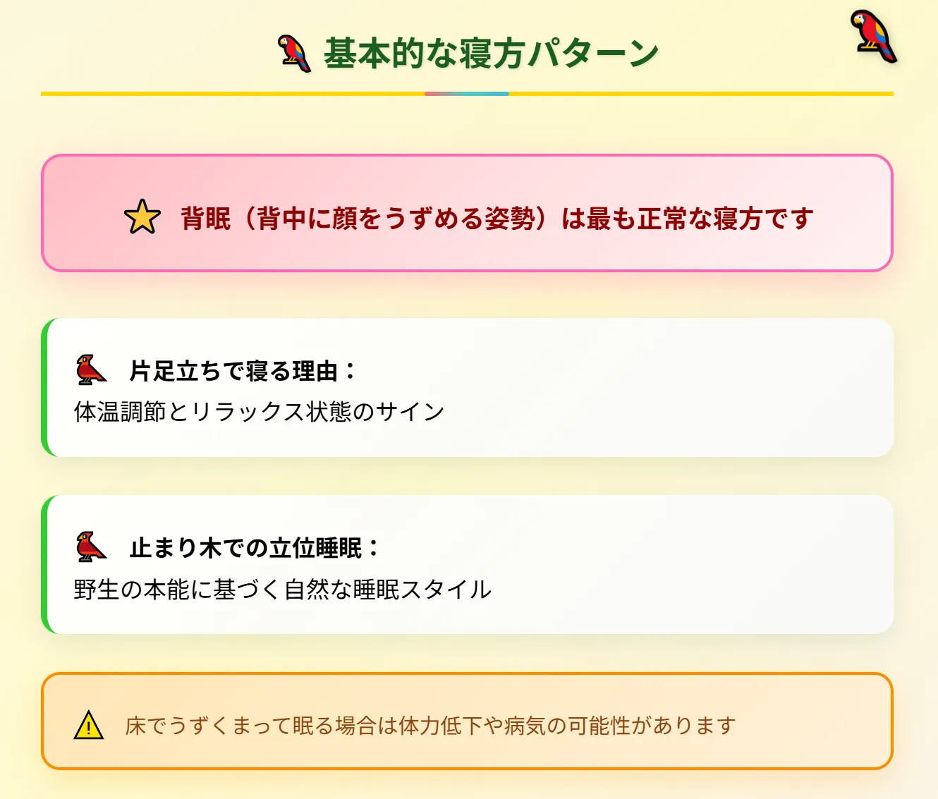 セキセイインコの寝方パターン