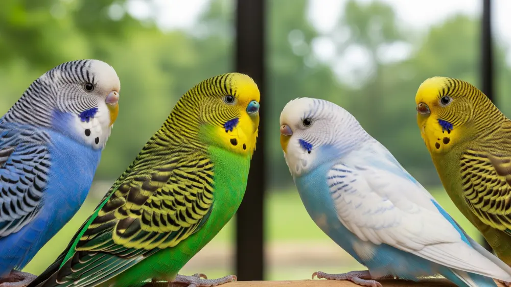 様々な色の羽を持つ美しいセキセイインコの品種たち