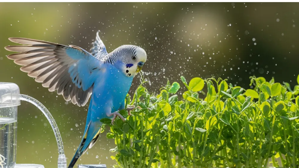 豆苗の栄養価を示すインフォグラフィック。β-カロテン4700μgを筆頭に、小松菜やチンゲン菜と比較した数値を図解。インコの健康を支える栄養素が一目でわかる。