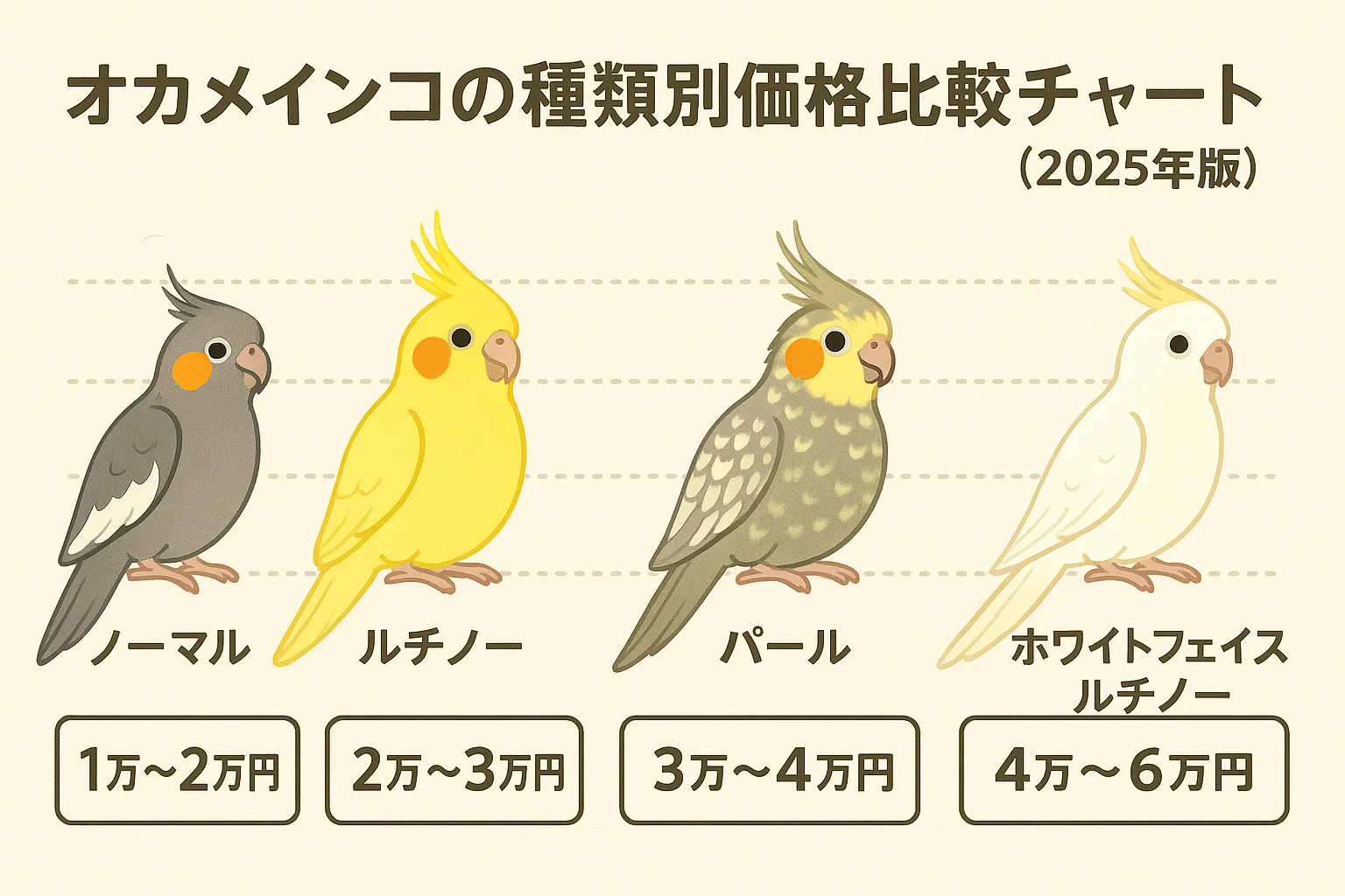 オカメインコ種類別価格比較