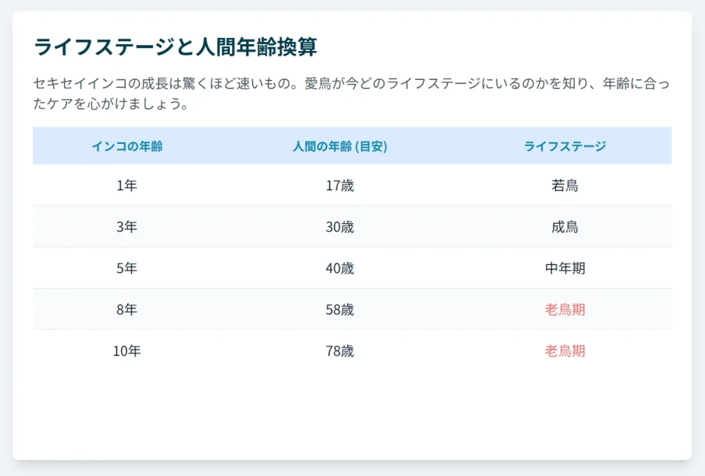 ライフステージと人間年齢換算