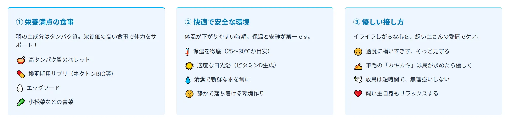換羽期の健康管理