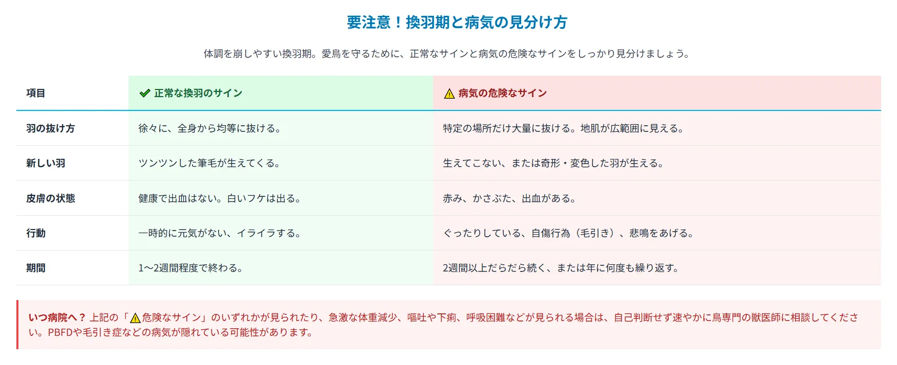 換羽期と病気の見分け方