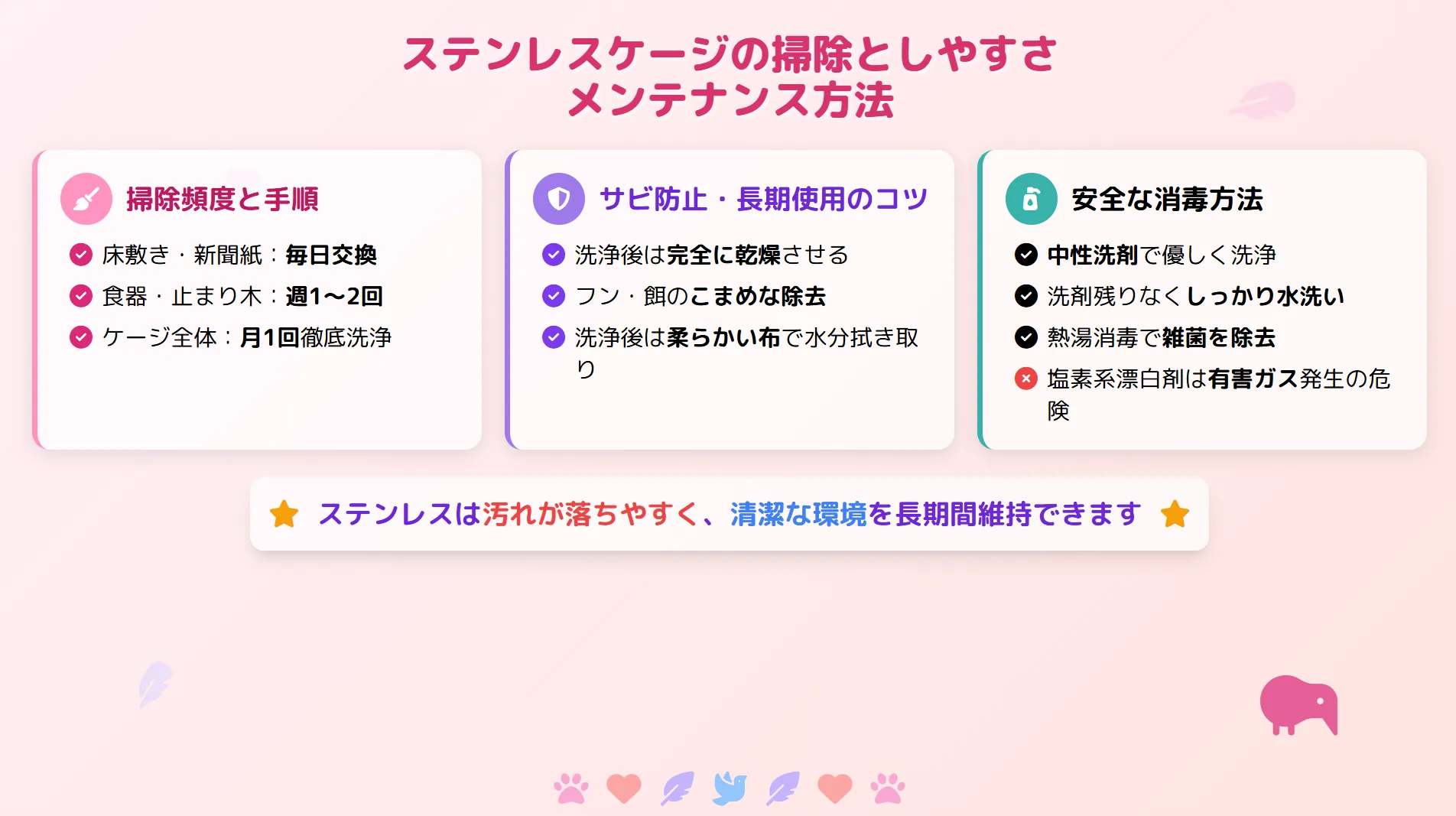 ステンレスケージの掃除とメンテナンス方法
