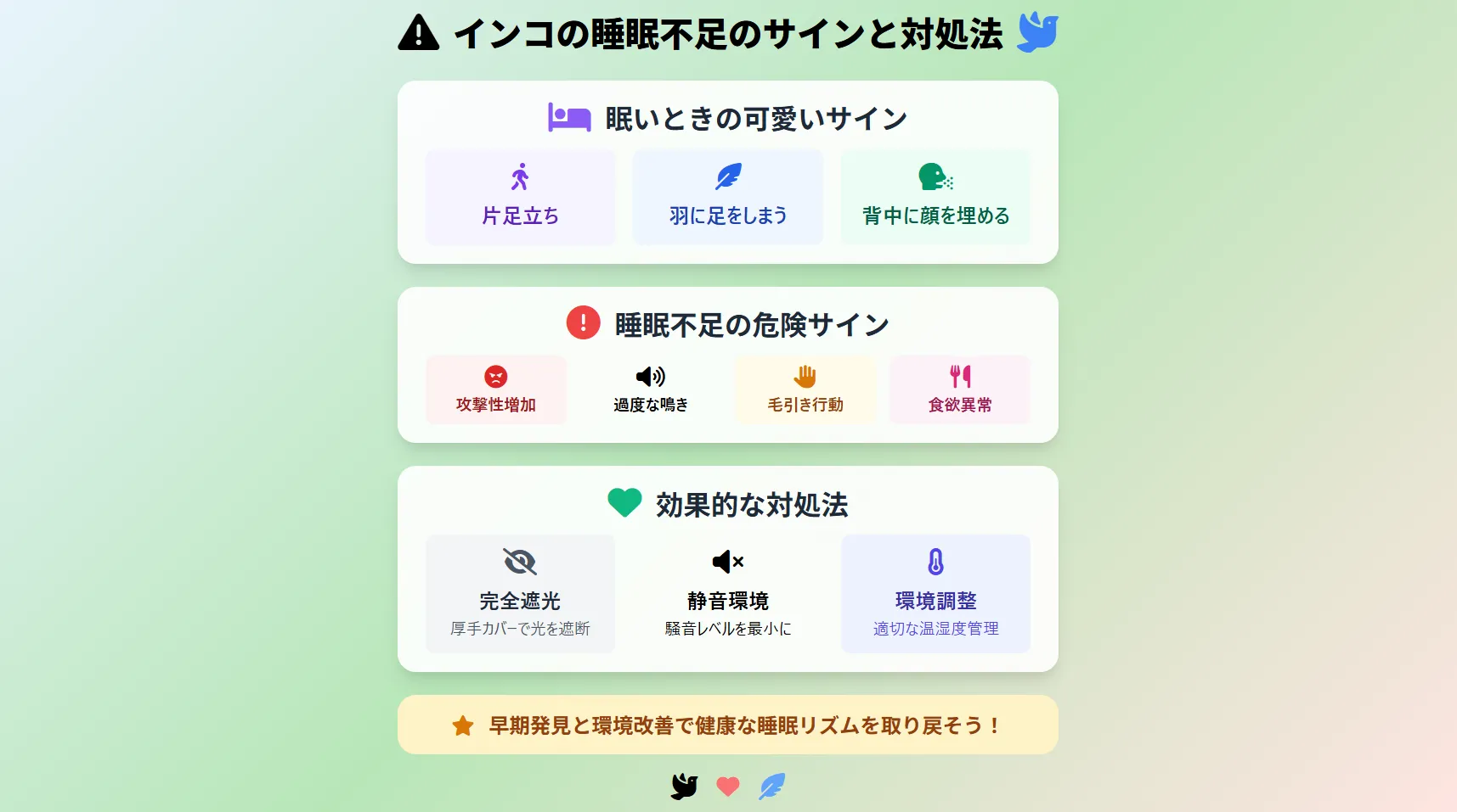 インコの睡眠不測のサインと対処法