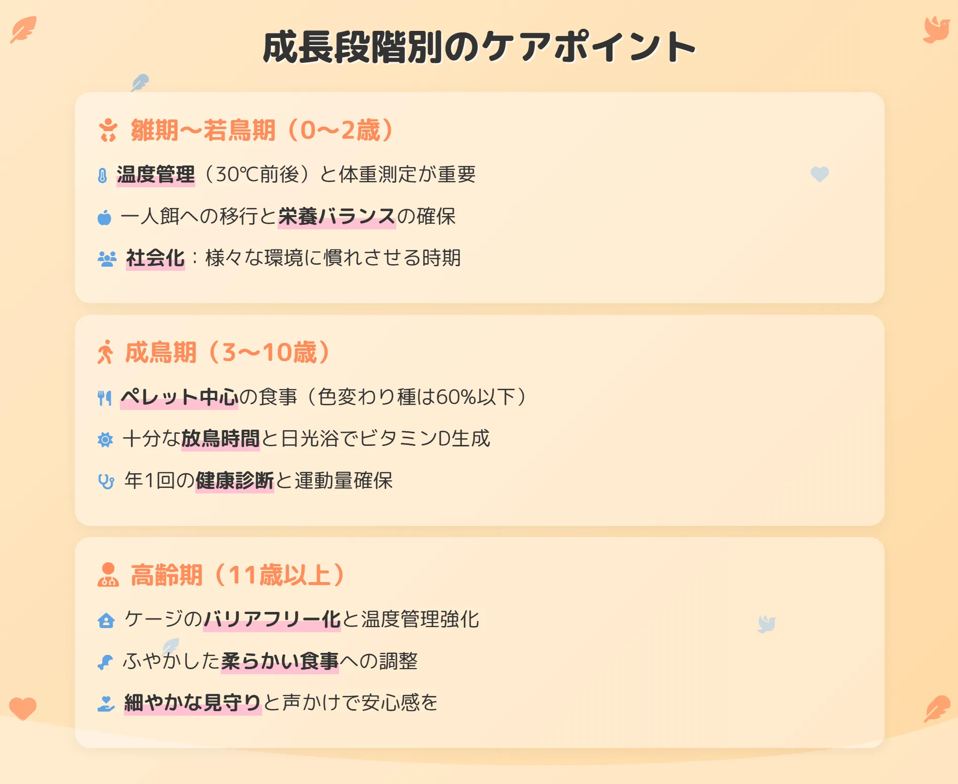 成長段階別のケアポイント