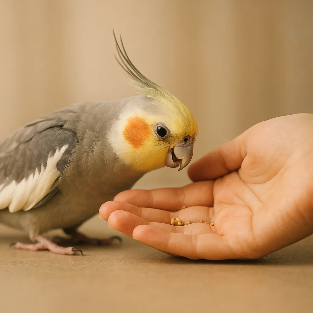 オカメインコの手乗りトレーニング