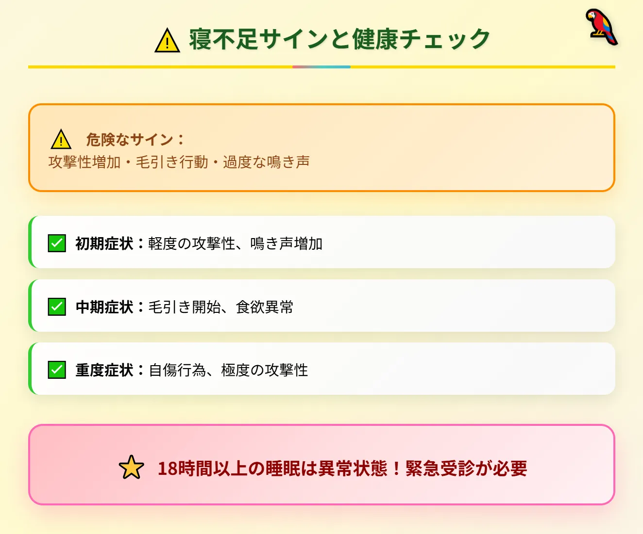セキセイインコの寝不足サインと健康チェック