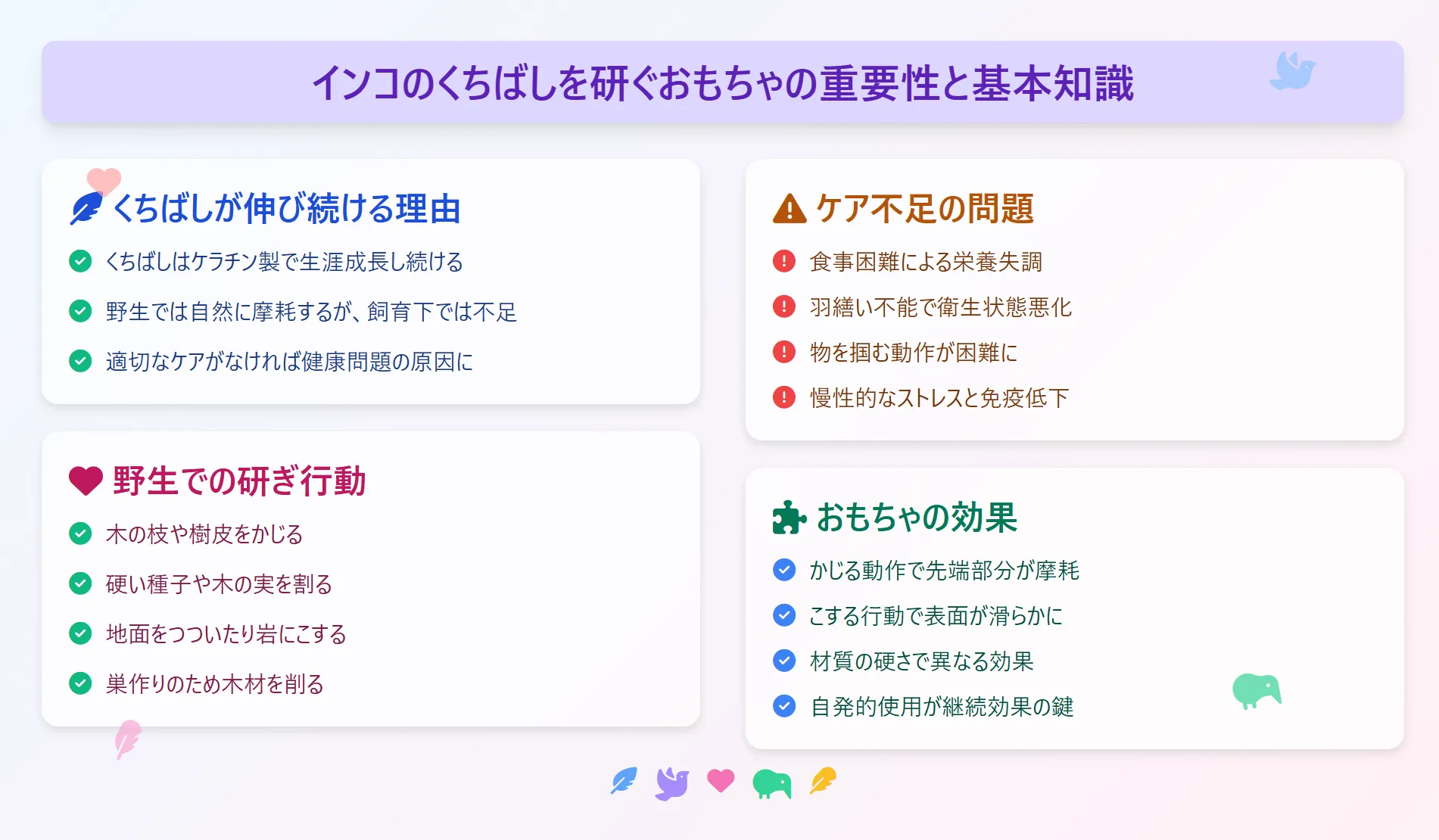 インコのくちばしを研ぐおもちゃの重要性と基礎知識