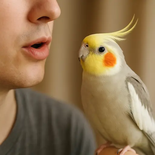 オカメインコにおしゃべりを教える