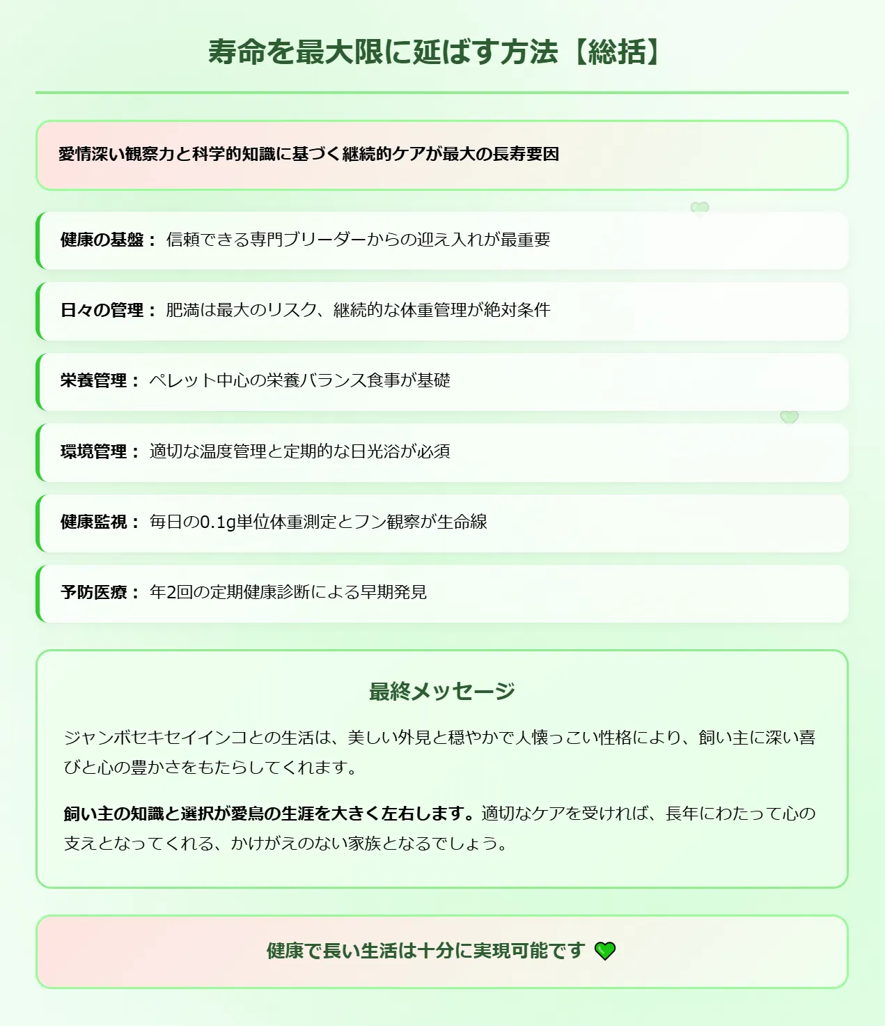 ジャンボセキセイインコの寿命を最大限に延ばす方法まとめ