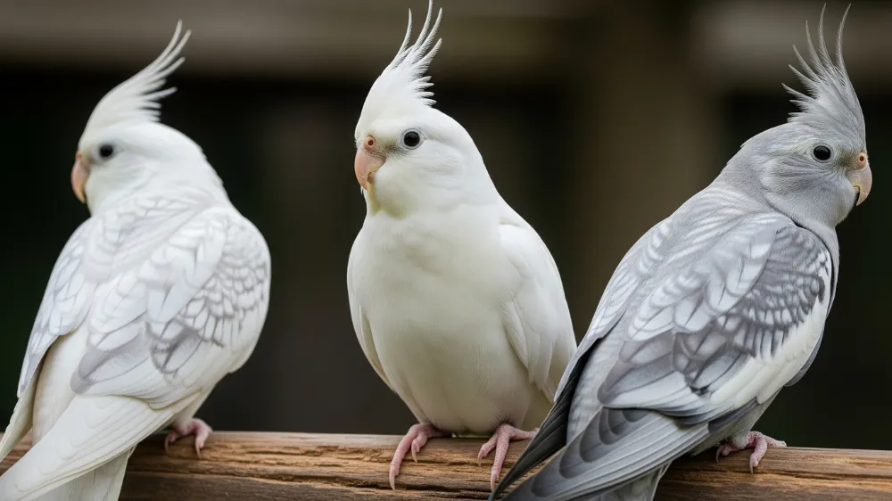健康で長生きしている様子の美しいオカメインコ ホワイトフェイスの成鳥