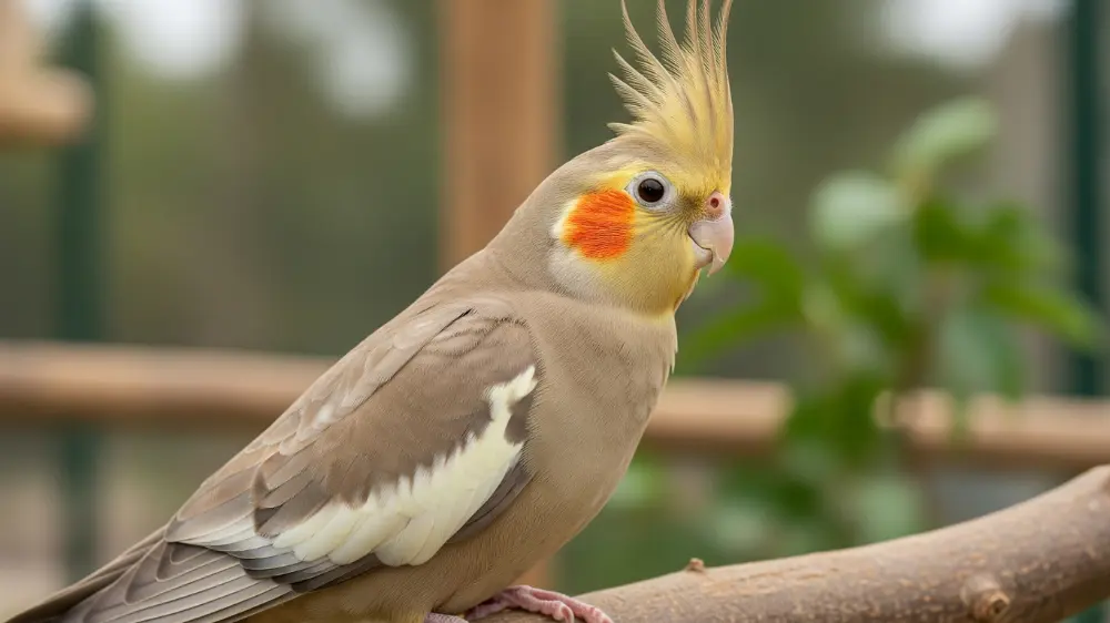 飼い主と幸せそうに過ごすオカメインコ シナモン。理想的な飼育環境での温かい日常風景を表現した心温まる写真