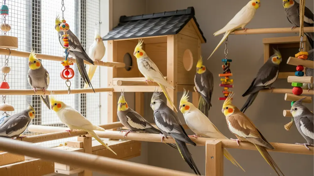 オカメインコブリーダーの禽舎の画像