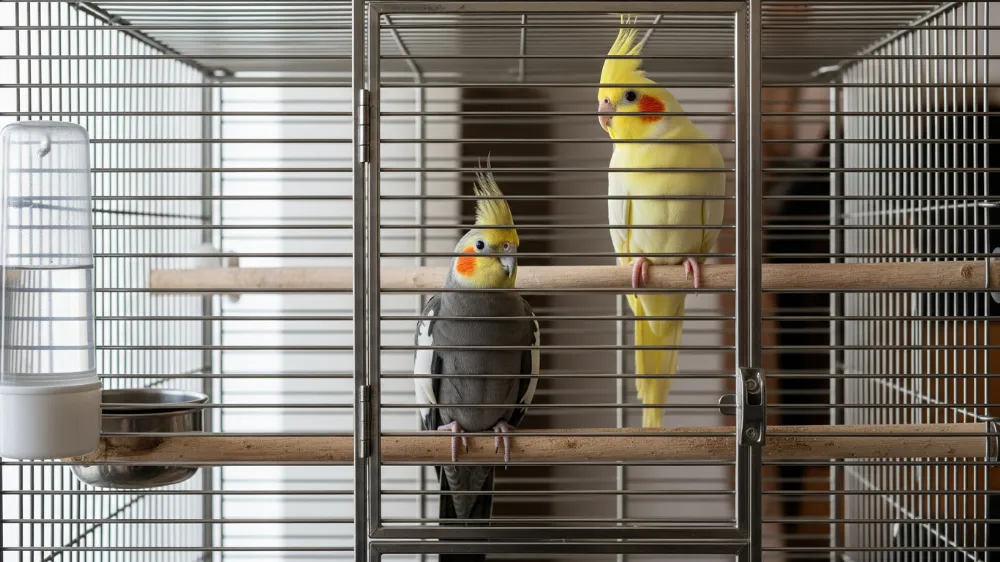 様々な色や品種のオカメインコが並び、それぞれの値段とコストパフォーマンスを分析するイメージ