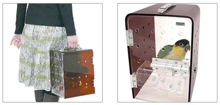 バードモア製のおしゃれなアクリル製オカメインコ用キャリー