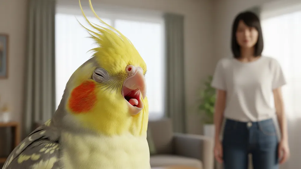うるさい鳴き声に悩む飼い主とオカメインコ
