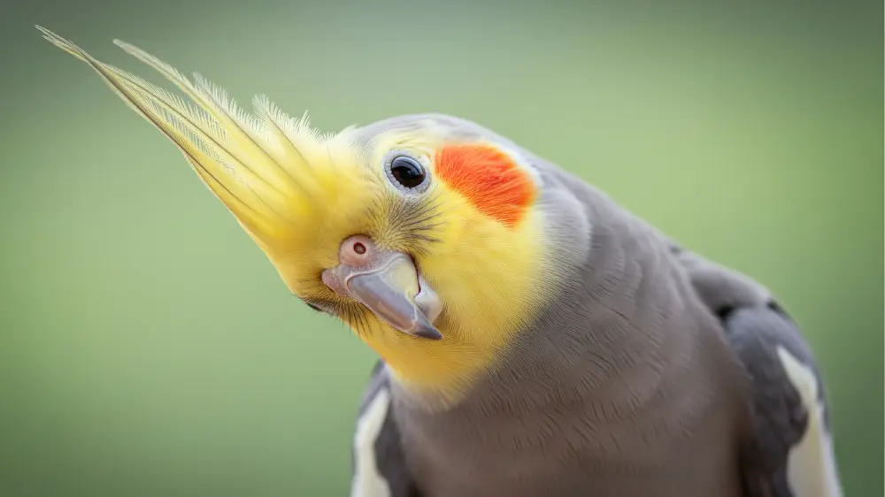 鮮やかな黄色い顔が特徴のオカメインコノーマルのオス。歌やおしゃべりが得意な点が魅力。