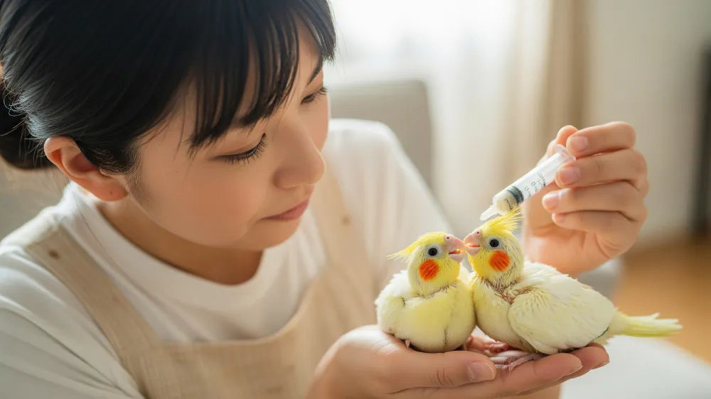 オカメインコ雛1ヶ月の飼育に必要なペットヒーター、0.1g単位の体重計、挿し餌用具一式