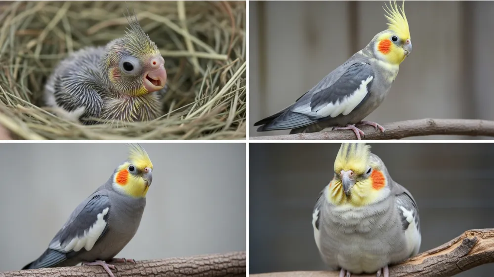 健康で長寿なオカメインコの平均寿命20年前後を表現した、美しい羽毛を持つ成鳥のオカメインコ
