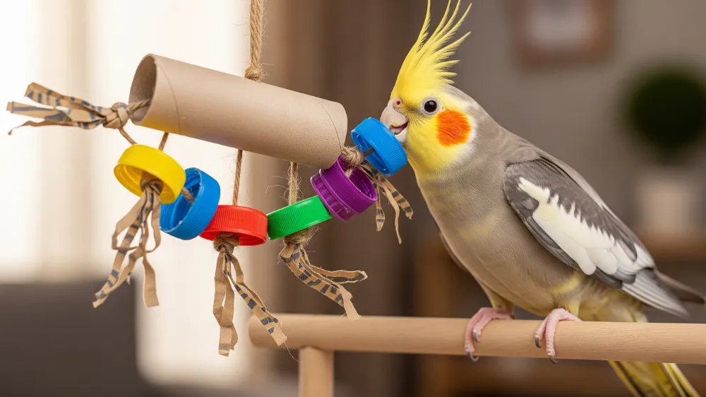 オカメインコの飼育費用を抑える節約術のインフォグラフィック。手作りおもちゃや予防医療でコストダウンする方法を解説。