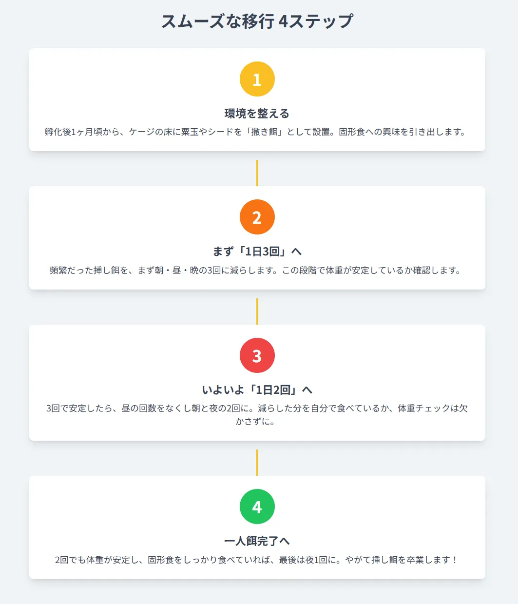 挿し餌用のフォーミュラ、スプーン、温度計など、オカメインコの雛のための準備