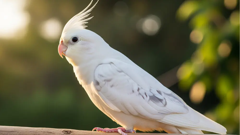 まだら模様が特徴のオカメインコホワイトフェイス・パイド。この品種は外見での性別判定ができません。