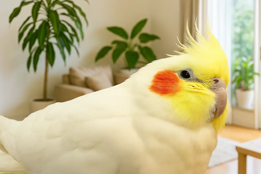 オカメインコの老鳥介護における体重管理の重要性を示す画像。キッチンスケールで95gと表示されている。