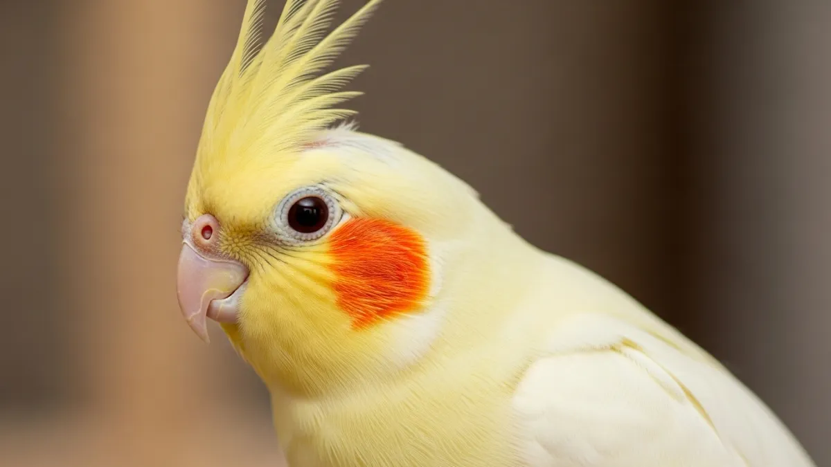 オカメインコルチノーのはげ（無羽域）を示すイラスト。約60-80%の個体に見られる遺伝的特徴であることを解説。