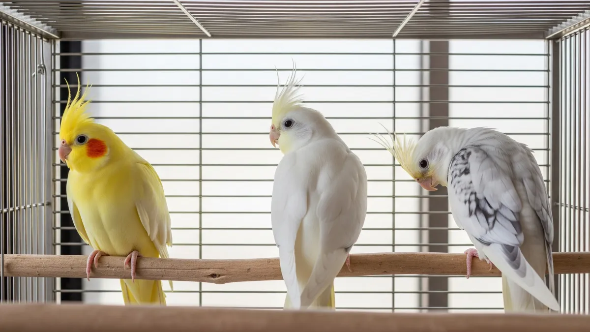 白オカメインコ3品種の成り立ちを示す系統図。ホワイトフェイスとルチノーの遺伝子からアルビノが生まれる関係性を解説。