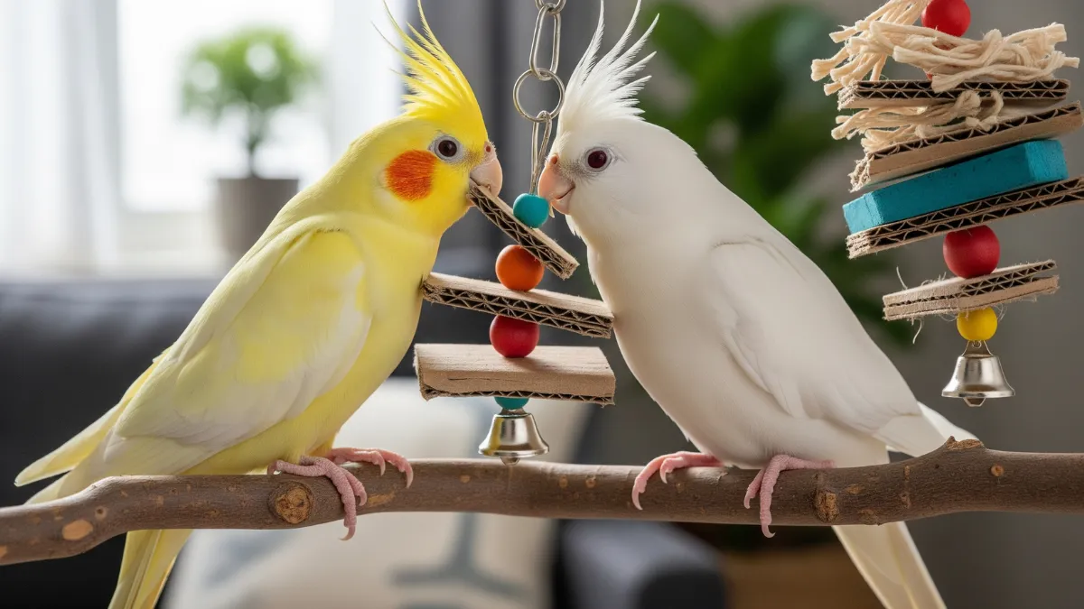 値段が高いアルビノ（ホワイトフェイス・ルチノー）のオカメインコ。2つの希少な遺伝子が重なることで生まれる純白の個体。