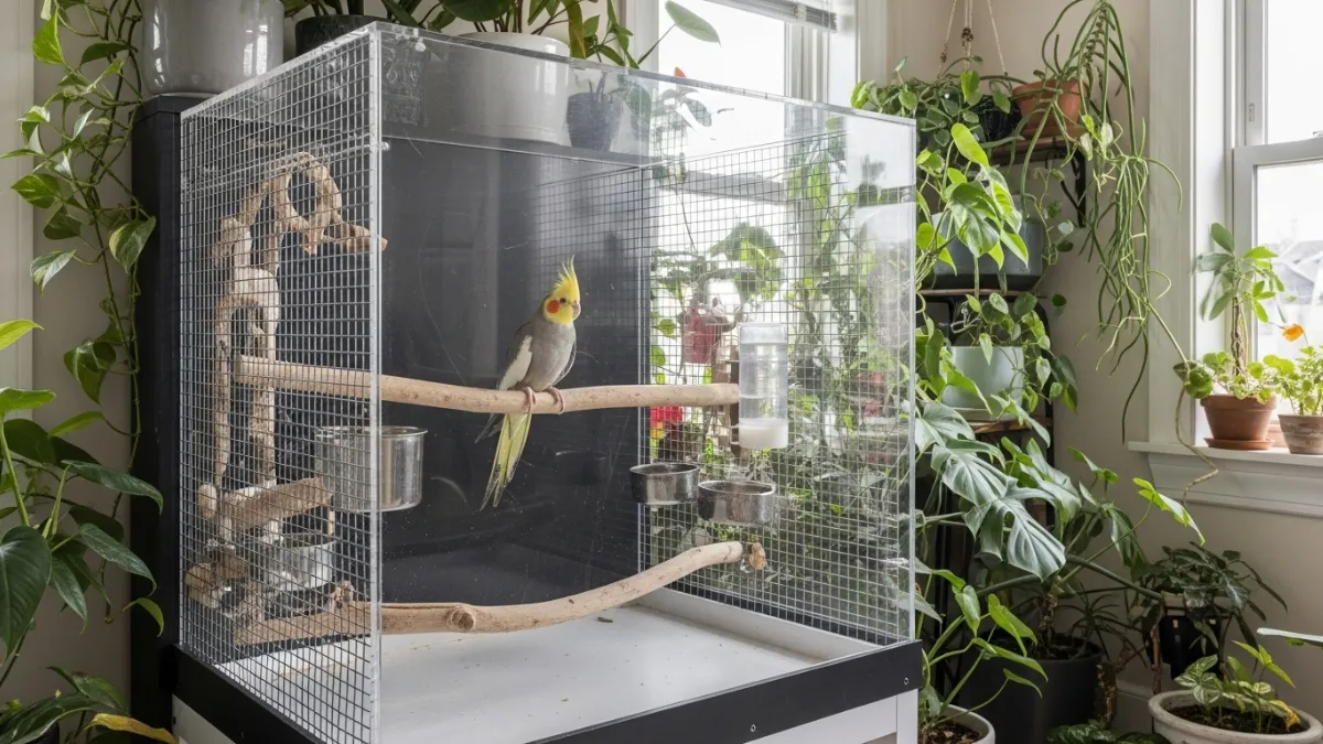 アクリルケージの表面に付いた細かな傷と曇り。デリケートな素材特性により、不適切な清掃方法で透明度が損なわれた状態