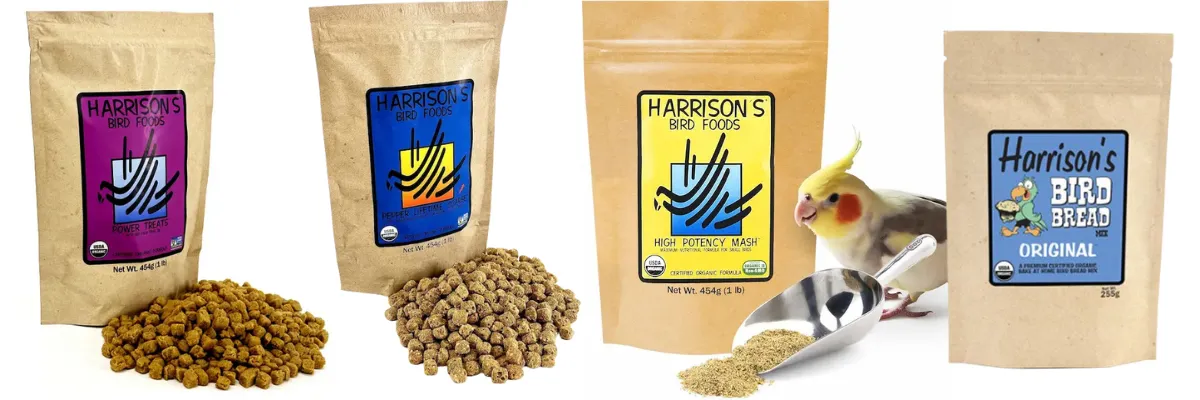 ハリソンペレットのサブライン製品。パワートリーツ、ペッパーライフタイム、マッシュ、バードブレッドの4種類