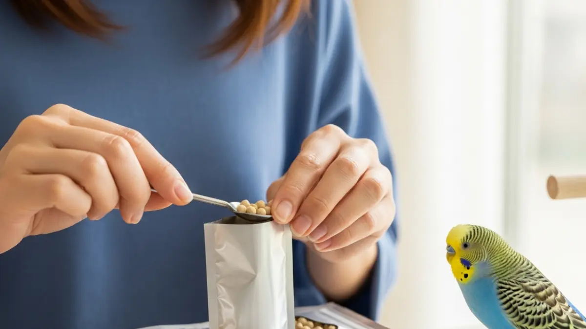 ペレットの正しい保管方法。密閉容器、直射日光を避ける、涼しい場所での保管、乾燥剤の使用など適切な保存方法を図解